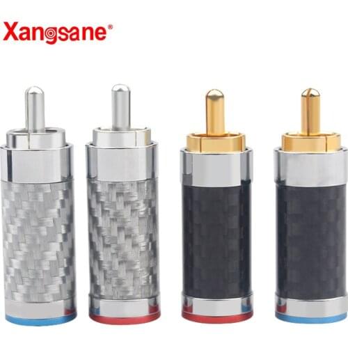 Xangsane logo-free carbon fiber gold-plated/silver-plated RCA signal plug for audio signal cable manual DIY can be customized