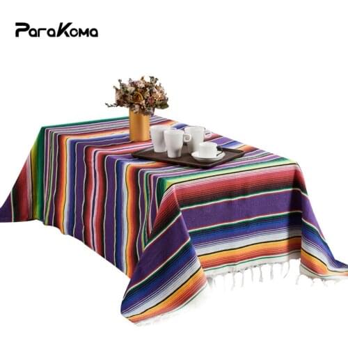 Hand Woven Large Mexican Serape Tablecloth with Tassel Mexican Tablecloth for Wedding Party Dinning Table Decorations