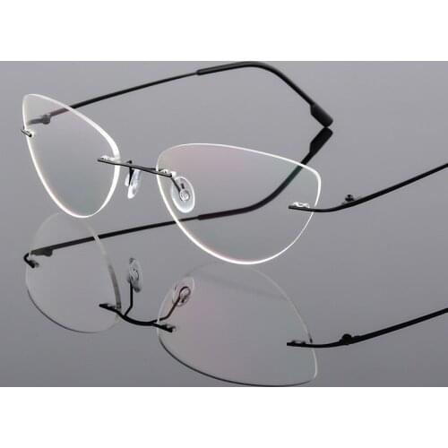 Foldable Ultra-light MemoryTitanium Cat Eye Glasses Frame Men Women Rimless Eyeglasses Optical Eyewear TR90 Prescription Frame