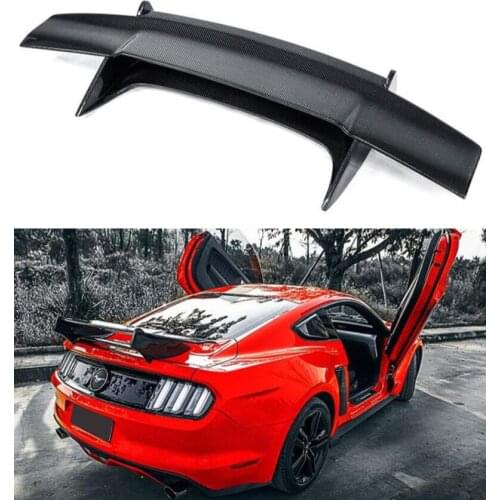 DOUBLE GT STYLE REAL CARBON FIBER REAR WING TRUNK LIP SPOILER FOR FORD MUSTANG 2015 2016 2017 2018 2019 2020 2021