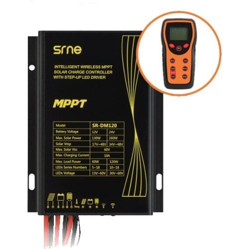 SREN 20A 15A 10A 8A 12V 24V wireless MPPT Solar Street Light Charge Controller with LED driver and IR Remote IP68 CE ROHS