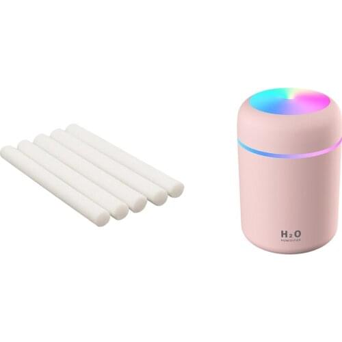 USB Essential Oil Diffuser Air Humidifier Pink + 5pcs Cotton Filter Sticks