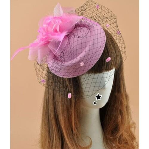 Girl Mesh Hairpin Beret Top Hat Fascinator Hair Clips Fashion Women Veil Flower Head Ornament Party Church Dance Performance
