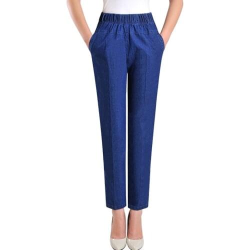 Vintage Floral Embroidery Mon Jeans 2020 Spring Summer Women Casual Thin High Waist Jeans Blue Straight Denim Pants Plus Size