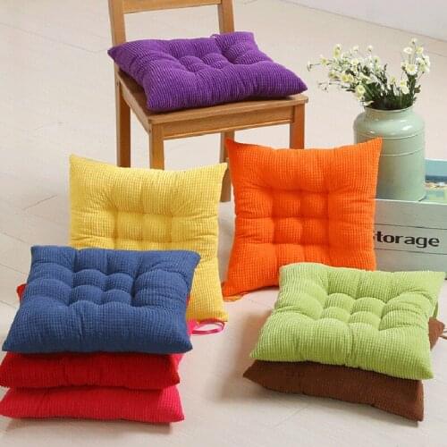 15.7 Inch Square Seat Cushion Corduroy Soft Elastic Chair Pads with Ties Comfortable Filling Cushion For Home Office Sofa Chair