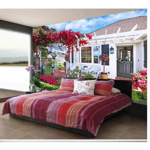 3d wallpaper for room Garden Villa Flower rattan backdrop mural painting photos Home Decoration