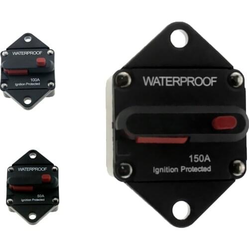 50 Amp Manual Reset Circuit Breaker Car Auto Boat Audio Fuse Holder 12/24v