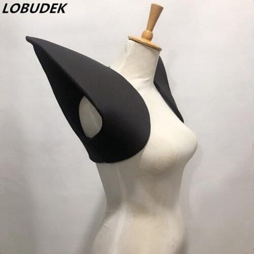 Unisex Armor Shawl Shoulder Vest Stage Accessories Women Men Singer Dancer DJ Jazz Performance Nightclub Dance Costume Black