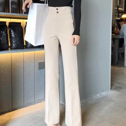 WHCW CGDSR 2020 autumn winter new korean style high waist Streetwear wide leg pant casual solid trousers women woman flare pants