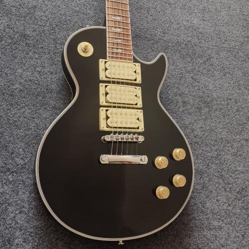 Custom Electric Guitar Black Color Three Pickups Mahogany Body Rosewood Fingerboard High Quality Free Shipping