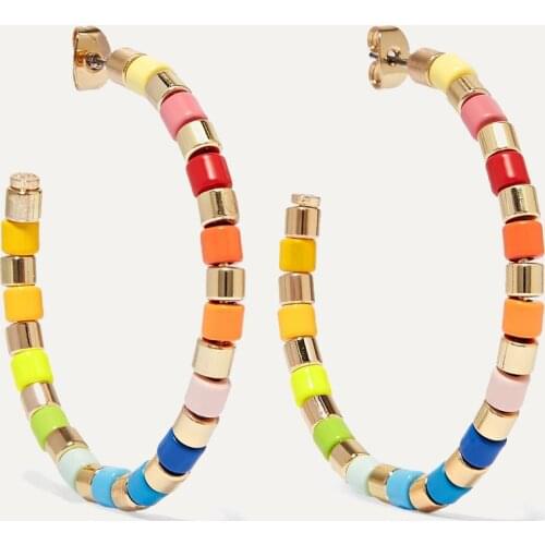 Enamel Statement Korean roxanne assoulin bohemian boho C hoop earring Party Earrings for Women Girl Wedding Vacation Jewelry