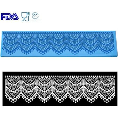 Crown Pearl Silicone Lace Mat Border Jewelry Sugar Cake Lace Cupcake Fondant Mold Gumpaste Baking Tools Wedding Decoration H745