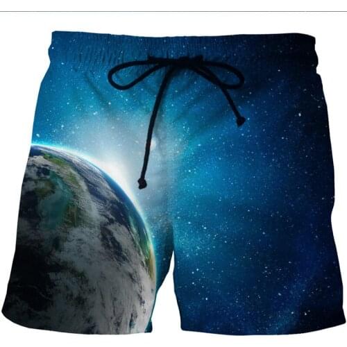 Mens Quick Dry Summer Beach Board Boxer Shorts Trunks 2020 Fashion 3D Moon Universe Printed Boardshorts Men Hip Hop Short Homme