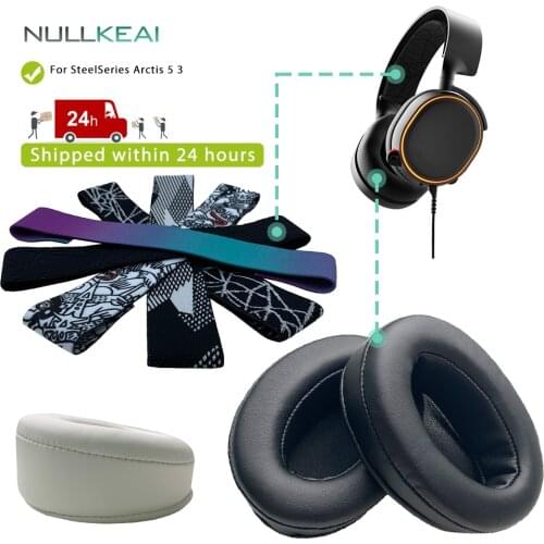 NULLKEAI Replacement Earpads Headband For SteelSeries Arctis 5 3 Headphones Earmuff Cover Cushion Cups