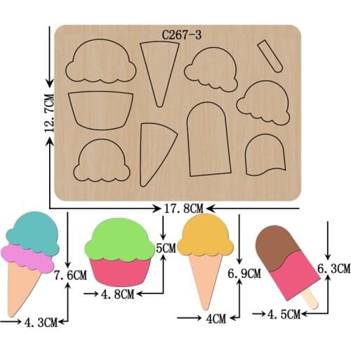 New Ice cream Wooden die Scrapbooking C-267-3 Cutting Dies for common die cutting machines on the market