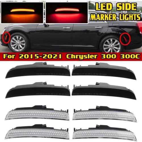 Front+Rear Car Fender Side Marker Repeater Light For Chrysler 300 300C 2015-2021 Wheel Arches Turn Signal Indicator Blinker Lamp