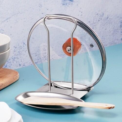 Stainless Steel Pan Pot Rack Cover Lid Rest Stand Spoon Rests Home Applicance Gadgets for Kitchen Accessories Pot Clips