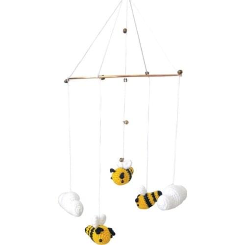 Baby Rattles Crib Mobiles Toy Bed Bell Knitting Wool Bee Cloud Wind Chime Pendant Nordic Kids Room Nursery Decoration