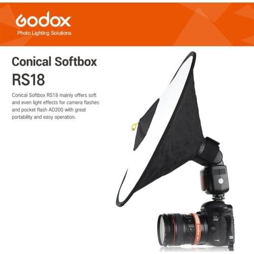Godox RS18 Portable Foldable Conical Softbox Soft Diffuser 44x18cm For AD200 TT685 V860 V850II V860II TT660 Flash Speedlite