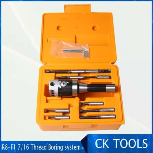 Top quality R8 7/16 Arbor F1 -12 50mm boring head and 9pcs 12mm boring bars, boring head set