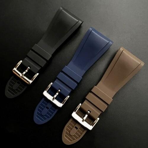 30mm Men Woman Black Brown Blue Really Soft Rubber Watch Band Strap For Bvlgari OCTO 101964 Bracelet Wristband