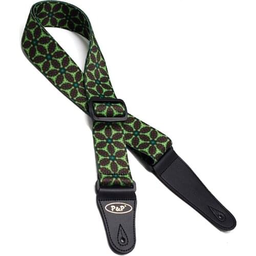 Green Petals Pattern Guitar Strap Electric Guitar Acoustic Guitar Folk Guitar Bass Strap