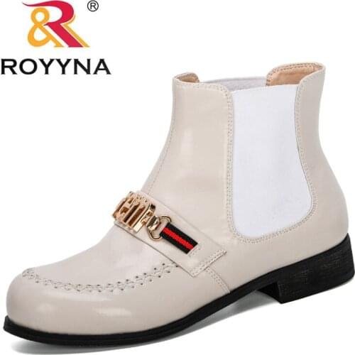 ROYYNA New Designers Popular Ankle Boots Women 2019 Autumn Spring Round Toe Woman Booties Lower Heels Shoes Women Footwear