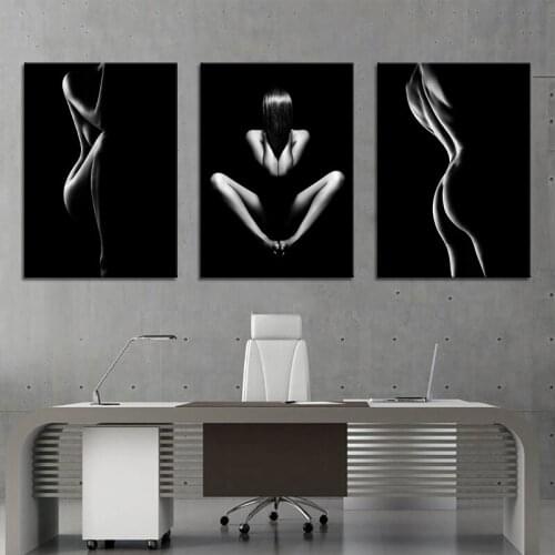 Sexy Women Body 3 piece Full square & round diamond painting 5d diy diamond embroidery painting Black White wall art