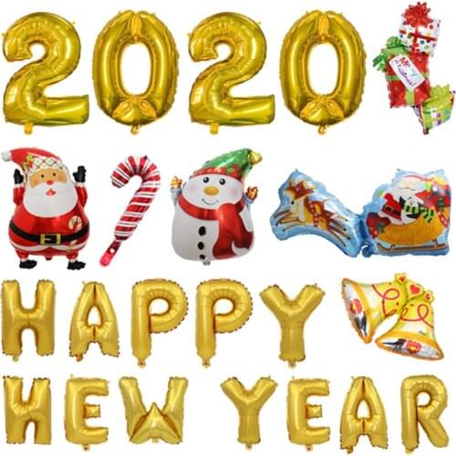 Happy New Year 2020 noel Balloons Noel Merry Christmas Balloon Christmas Decoration for Home Xmas Decor Navidad 2019 Natal