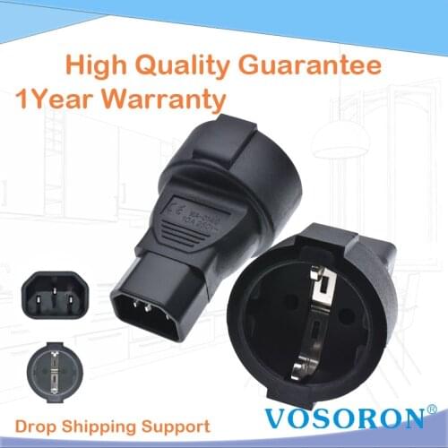 C14-EU Socket IEC320 C14 TO Eu Euro Socket IEC 320 C14 to CEE 7/7 European Female AC Power UPS/PDU Power Lead Adapter