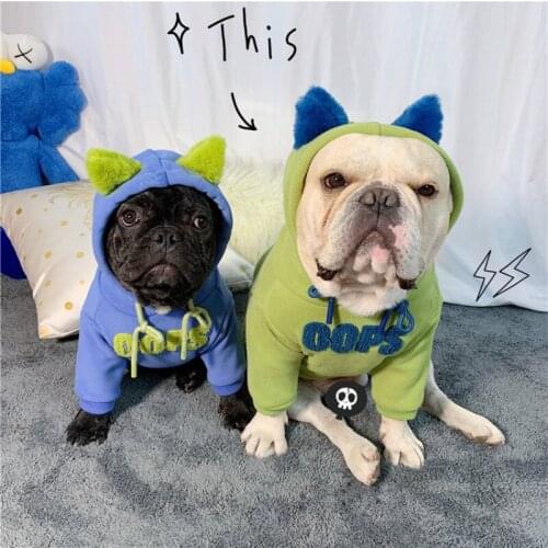 Pets Hoodies Winter Dog Clothes Sweatshirt Cat French Bulldog Poodle Pomeranian Plus Velvet Thickened Coat Outfit