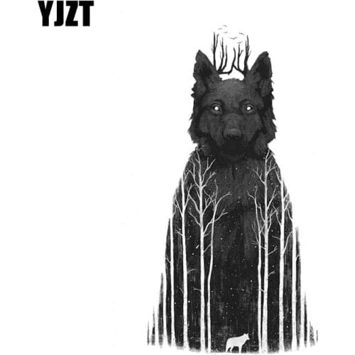 YJZT 7.3CM*13.7CM Tribal Forest Wolf Decal PVC Motorcycle Car Sticker 11-00521