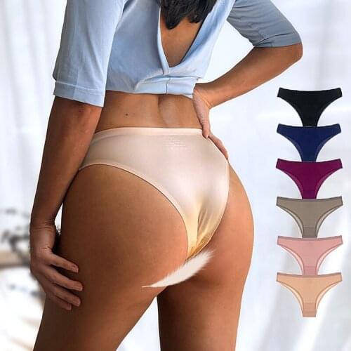 Ice silk Thong womens panties Ladies underwear seamless sports girl briefs large size High Elasticity briefs Briefs