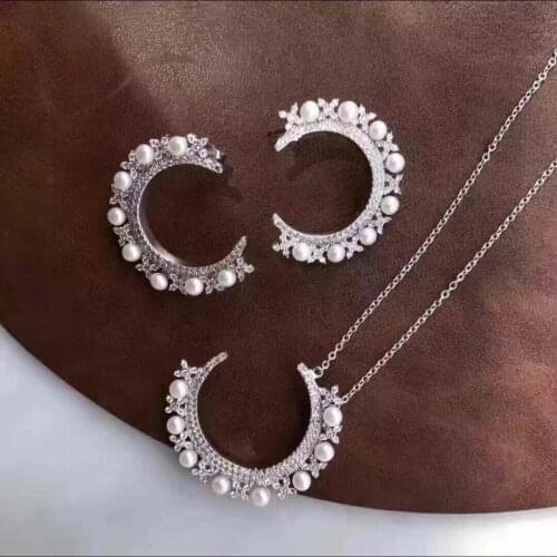 MJ224 Solid 925 Sterling Silver Round 3.5mm Nature Fresh Water White Pearls Jewelry Sets for Women Fine Presents