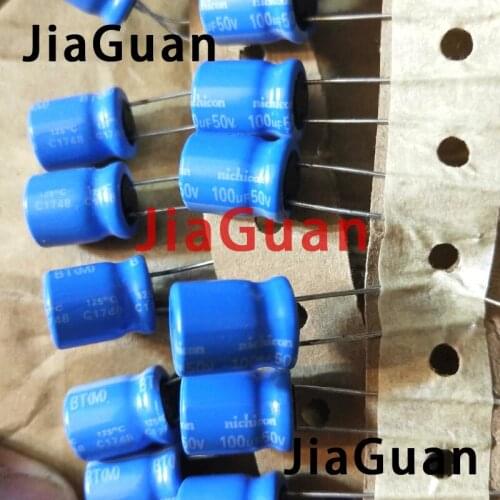 20pcs NICHICON BT 50V100UF 10X12.5MM electrolytic capacitor bt 125 degrees 100uF/50v military industrial capacitor 100UF 50V