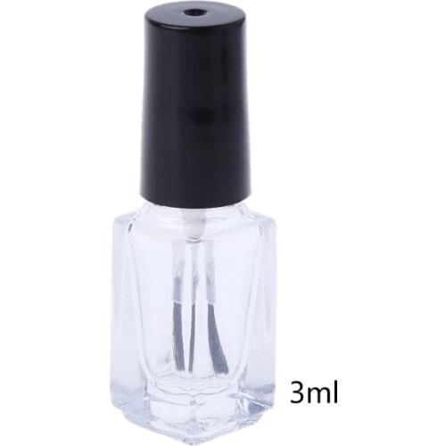 3/5/10/15ml Empty Nail Polish Glass Bottle Clear Portable UV Gel Container Refilled Storage Box Square Round Makeup Tube Brush
