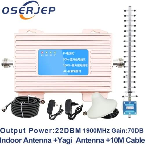 ALC Gain 70dB (LTE Band 2) PCS 1900mhz Amplifier PCS 1900 Cellular Cell Phone Signal Repeater Wit indoor / outdoor antenna