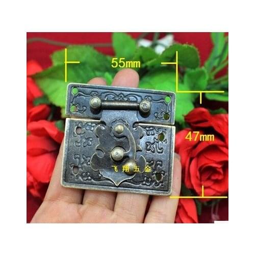 Antique antique Bronze vintage style Decorate Jewelry Gift Wooden Box Hasp wooden hasp lock A14