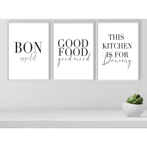 White And Black For Abstract Canvas Wall Art Poster Picture Good Food Unframed Nordic Style Painting Printings Kitchen Decor