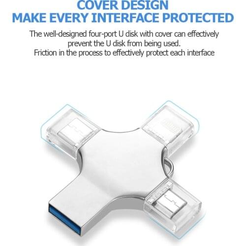 Free shipping Bru 4 in1 portable Otg Usb flash drive 3.0c Iphone ipad Android smartphone tablet P256gb