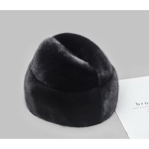 Free Shipping New Genuine Mink Fur hat Real fur cap Mens Mink fur hat Winter 2 colors Wholesale Retail OEM