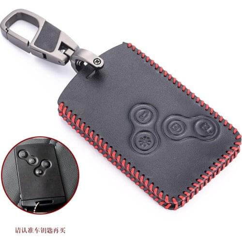 Carbon Leather Key Case Cover For Renault Koleos Laguna 2 3 Megane 1 2 3 Sandero Scenic Captur Clio Duster Fluence