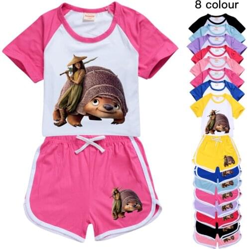 Kids Girls Clothes Raya and The Last Dragon Sportswear Summer T-shirt Tops+short Cotton Short Sleeve Outfits Children Clothing