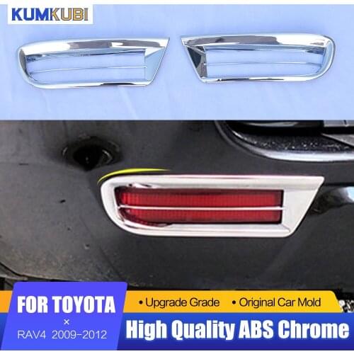 For Toyota RAV4 2009-2012 ABS Chrome Rear Reflector Fog Light Foglight Lamp Cover Trim Frame Molding Decoration Car Styling 2pcs