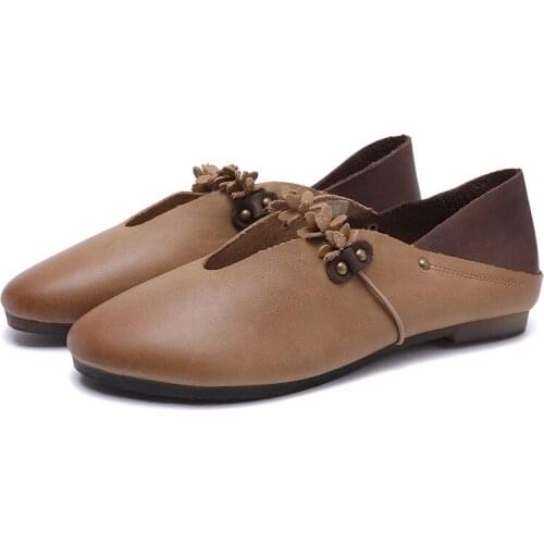 "Women round head flat single shoe leather sexy contracted for Womens shoes Mary Jane light leather shoes size 35 to 40