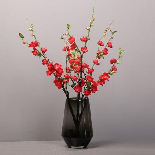 Htmeing 3PCS Plum Blossom Artificial Flowers Fake Cherry Silk Plants Party Wedding Home Garden Decor