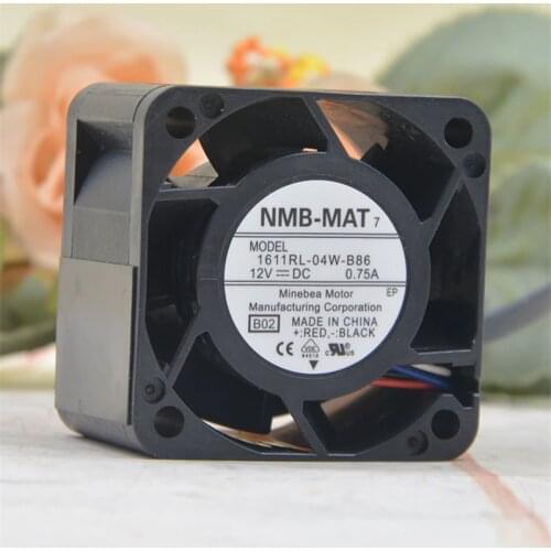 4PCS New NMB-MAT 12V 0.75A 1611RL-04W-B86 4028 40MM 4CM 40 * 40 * 28 mm 1U 2U server fan Big power Cooling fan 4pin