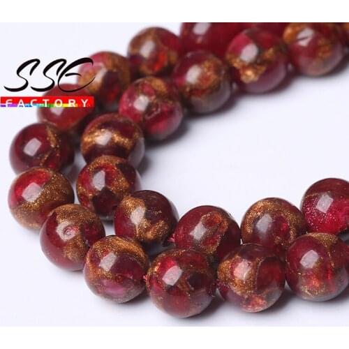 Natural Red Cloisonne Stone Round Loose Beads For Jewelry Making 6 8 10mm Pick Size 15"strand DIY Necklace Accessories Wholesale