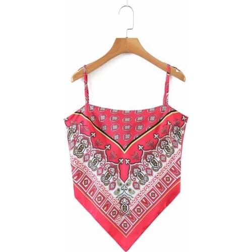 Summer new product ladies retro vintage flower print camisole tops sexy ethnic style halter suspenders top