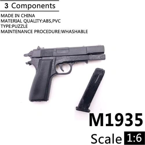 1:6 M1935 Gun Model 4D Assemble Model For 12" Action Figure Plastic Black Soldier Weapon Accessory Toy